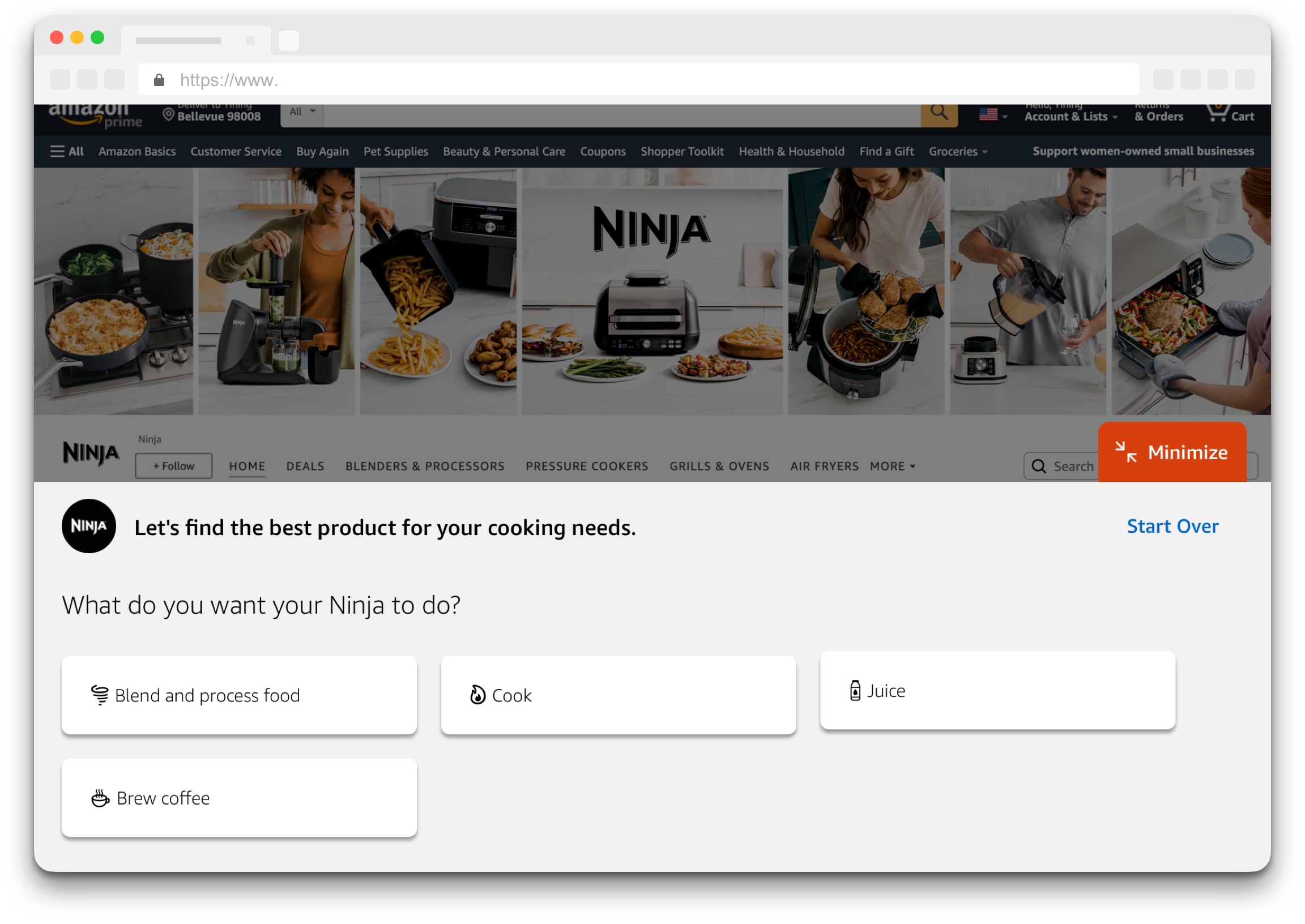 Initial Greeting: branded question buttons