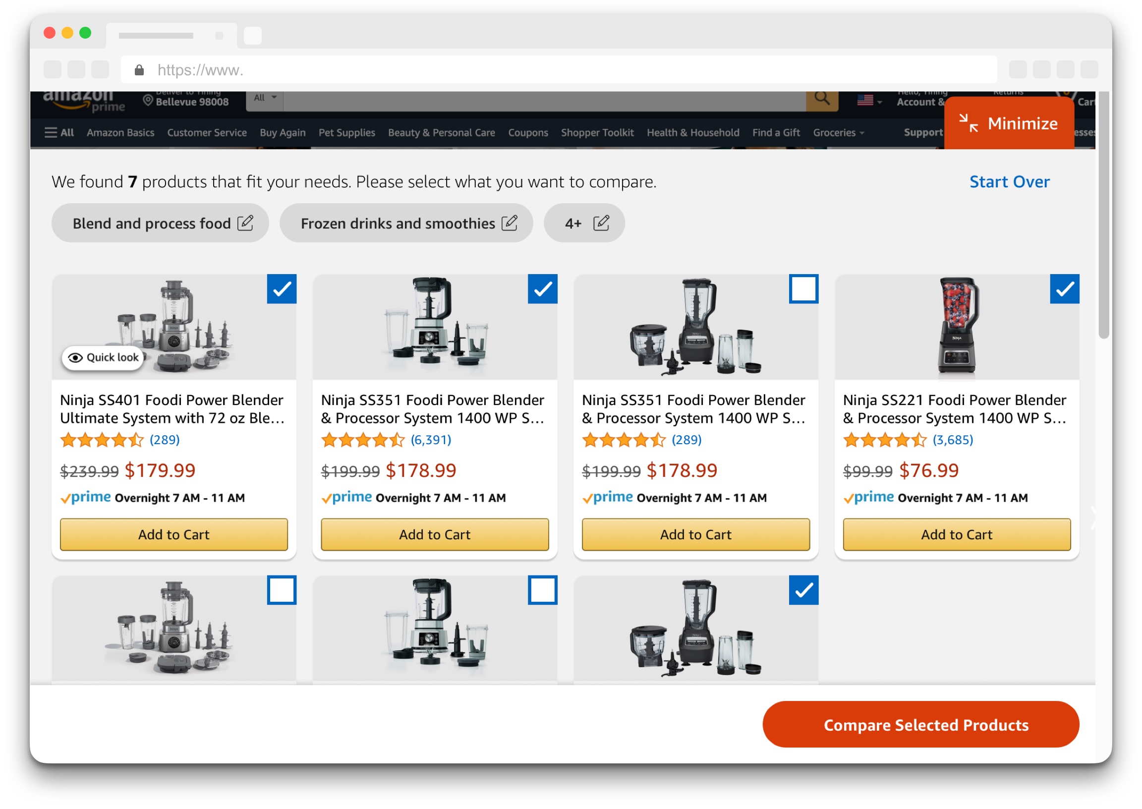 Product Recommendation: expanding results view