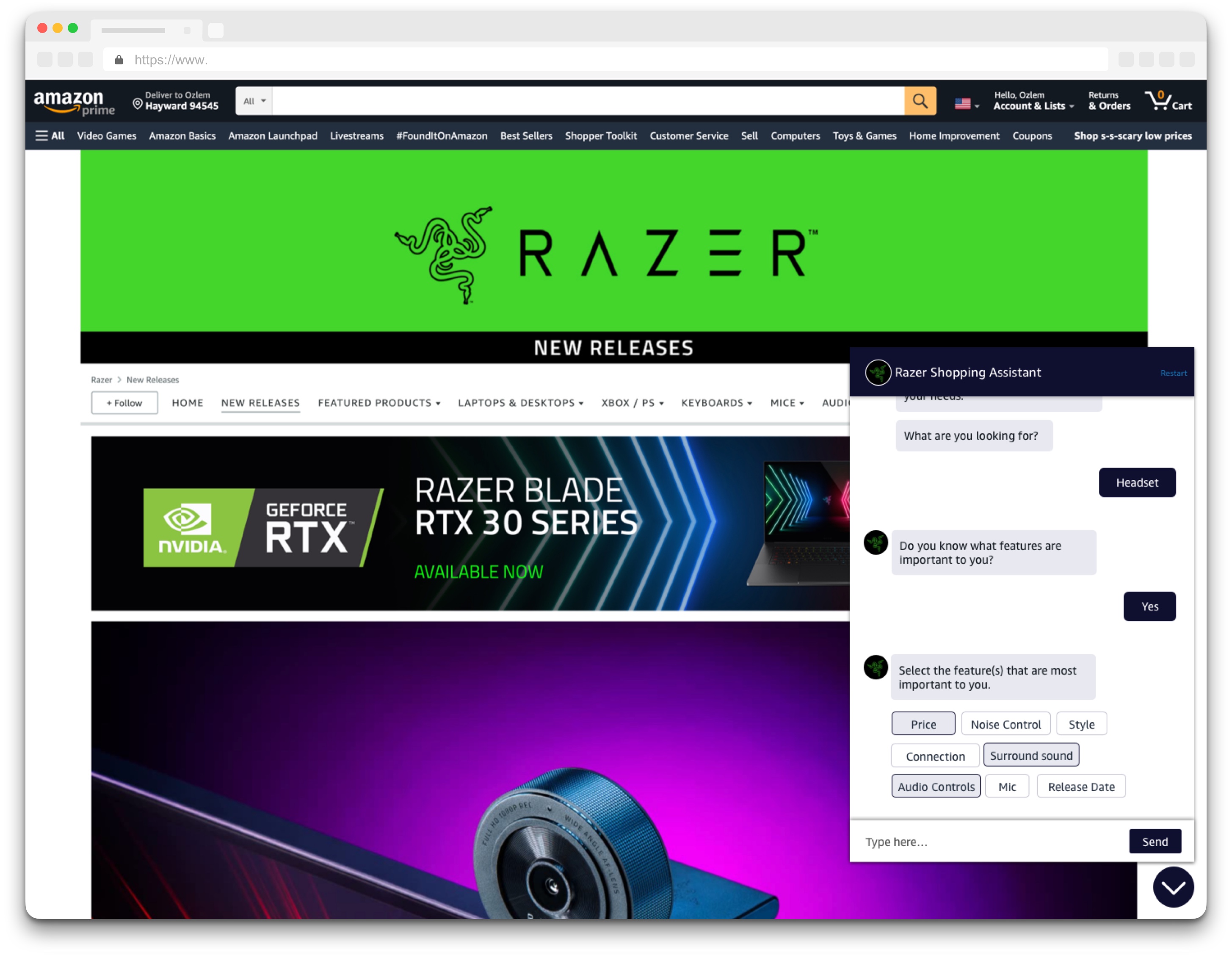 Button-Based Chatbot on Razer