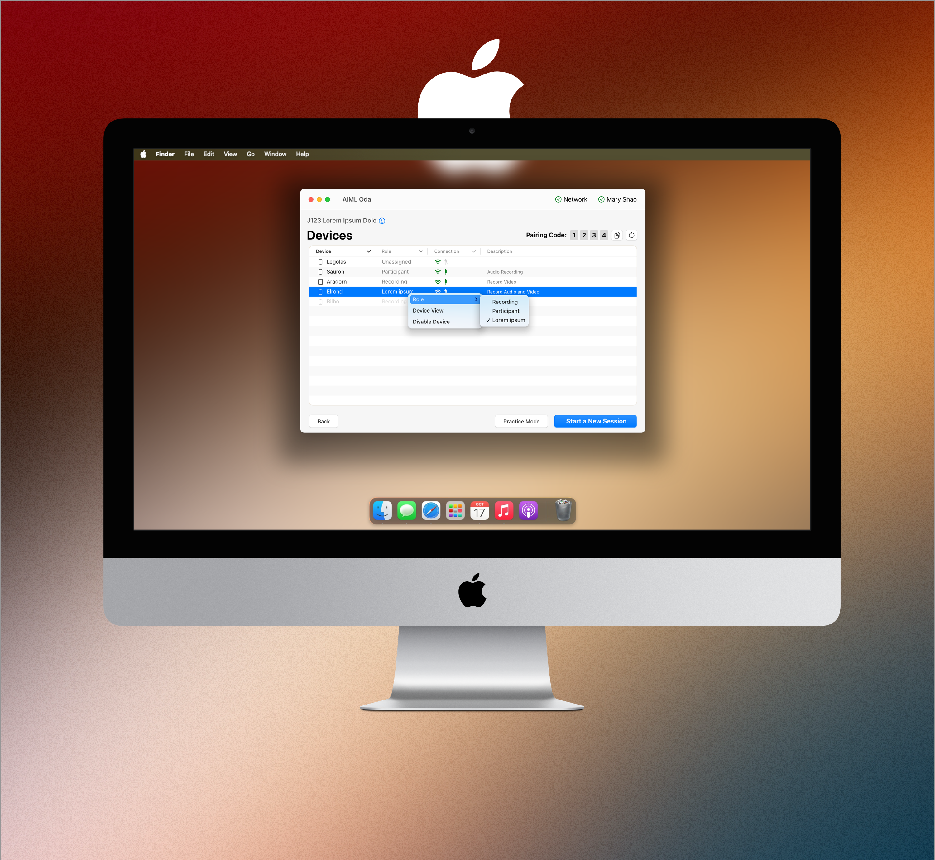 Devices screen