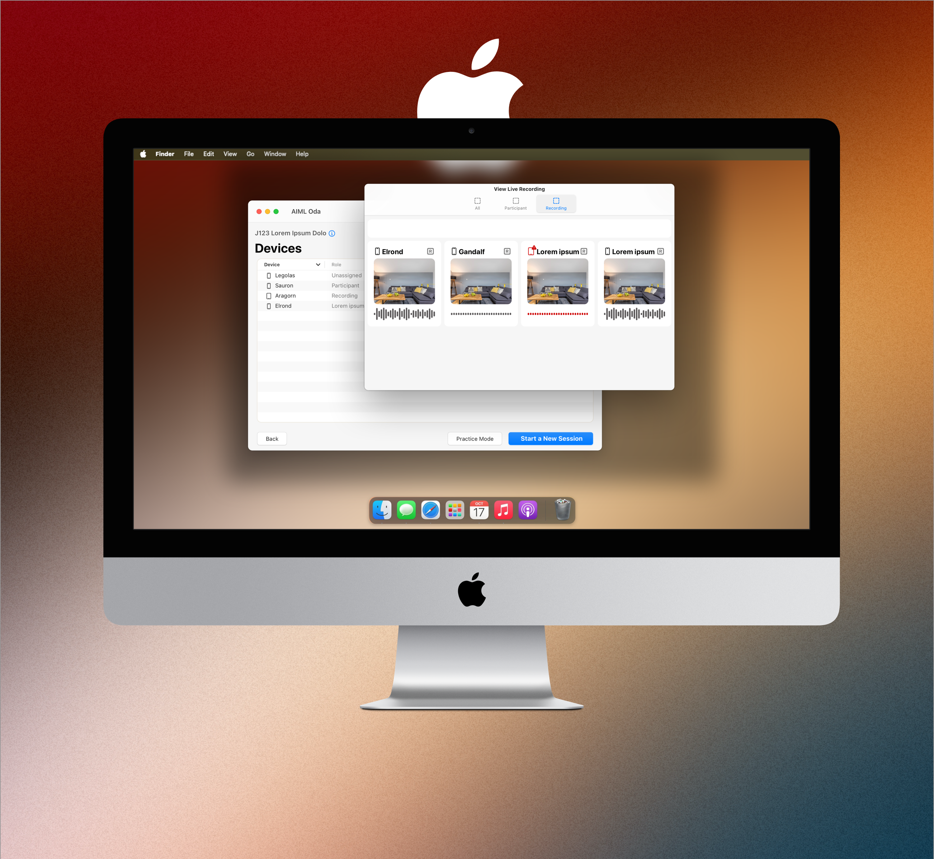 View Live Recording screen