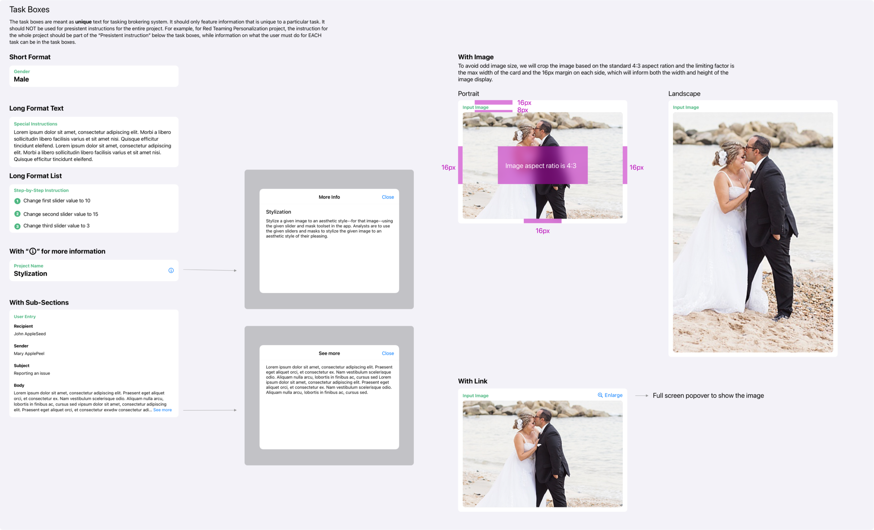 Task box layout templates