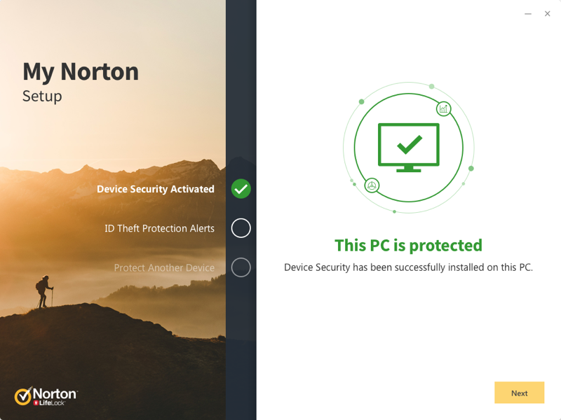 Desktop: device security activated