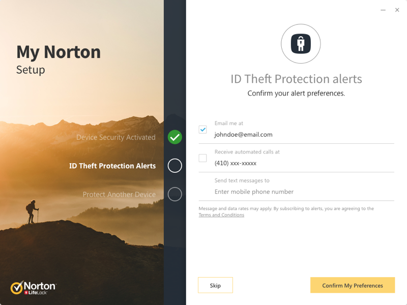 Desktop: ID theft protection alerts