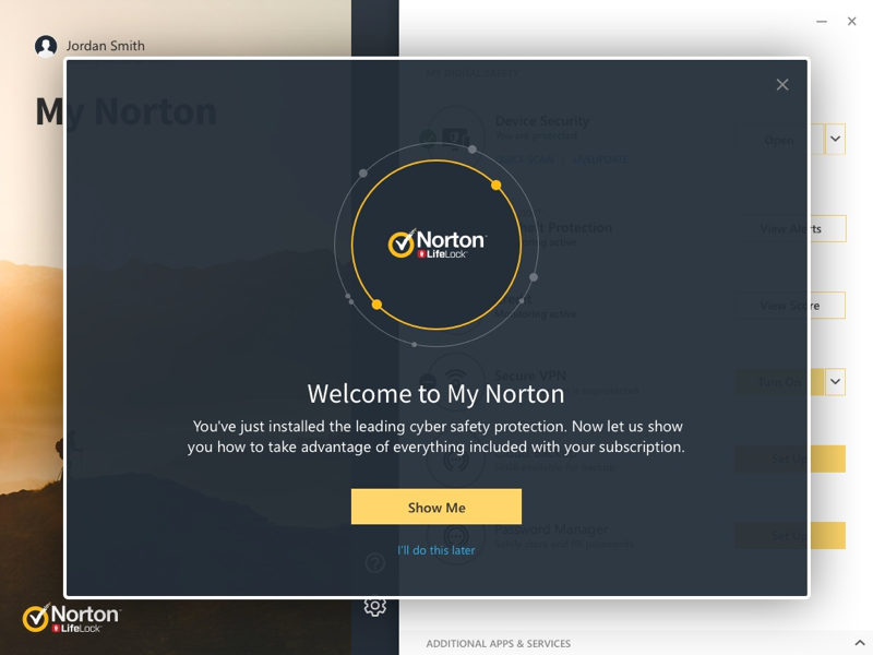 Desktop: welcome to My Norton