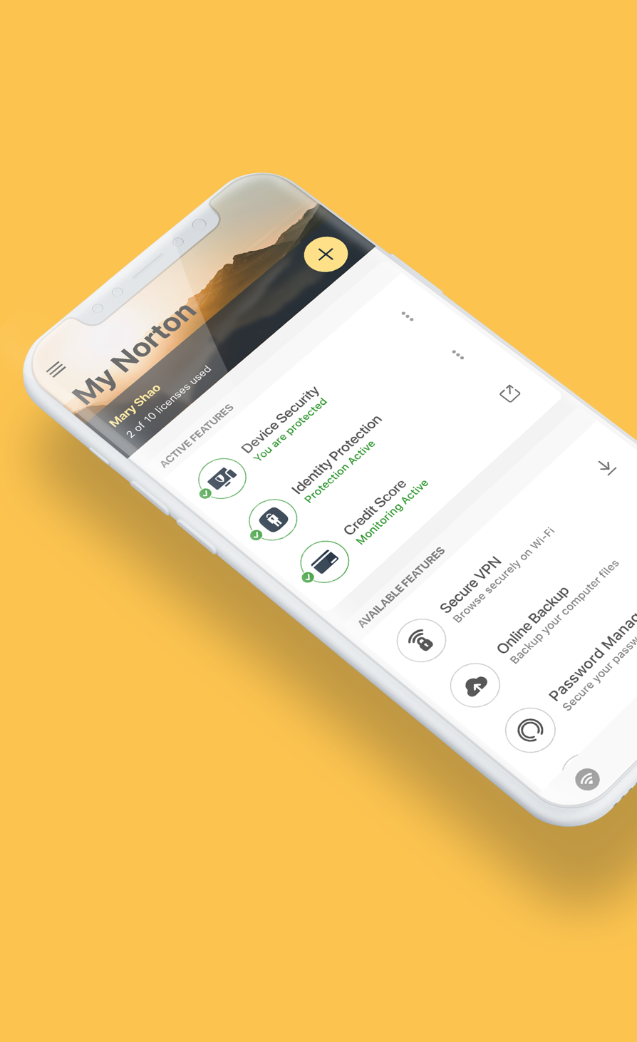 My Norton Dashboard on mobile
