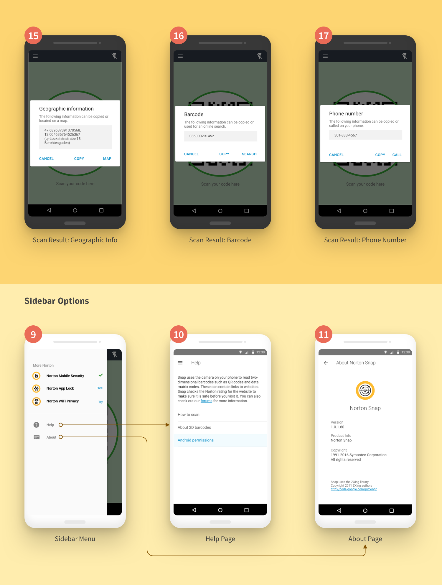 Scan result modals and the consolidated sidebar menu