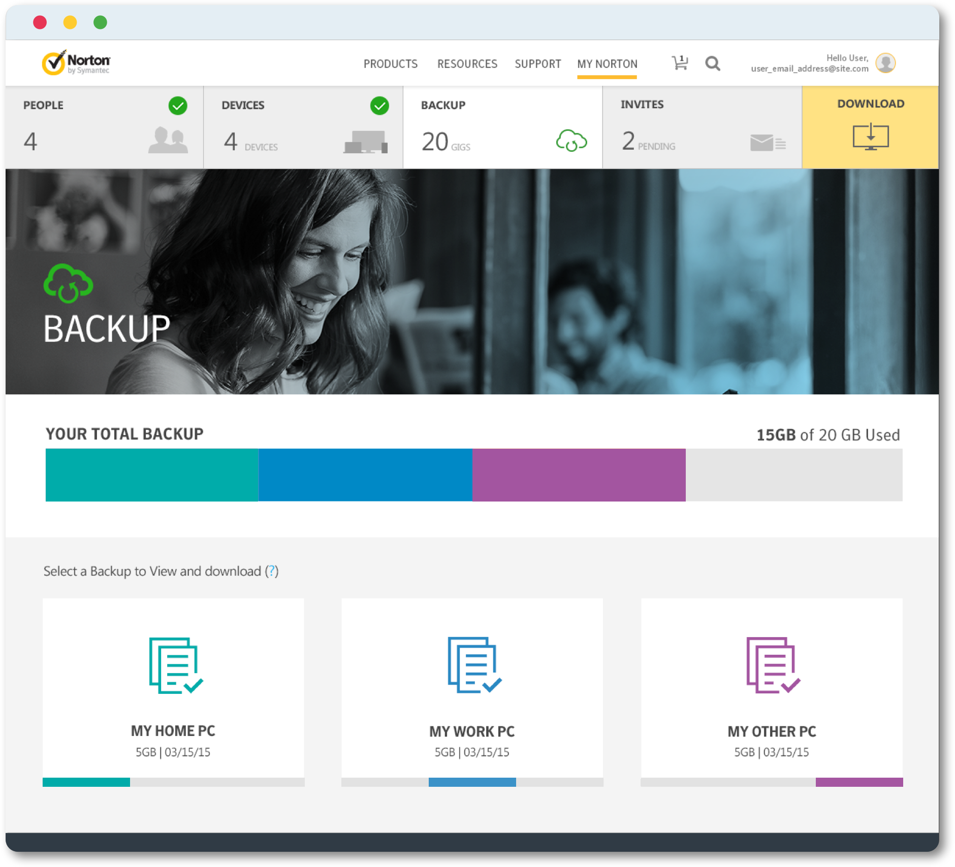 Backup desktop view