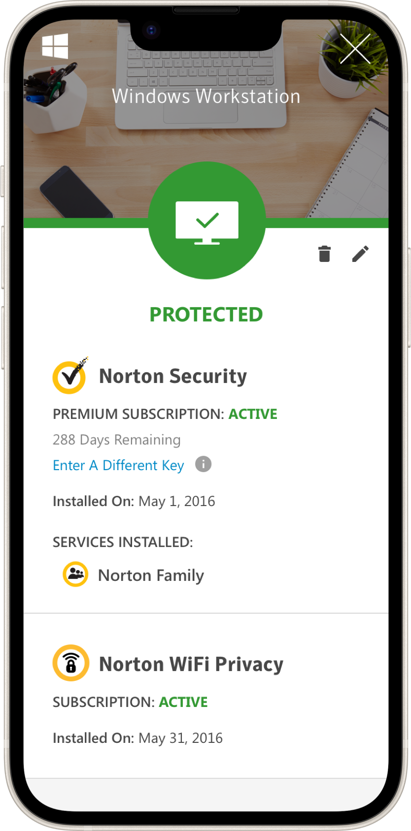 Device Details mobile view