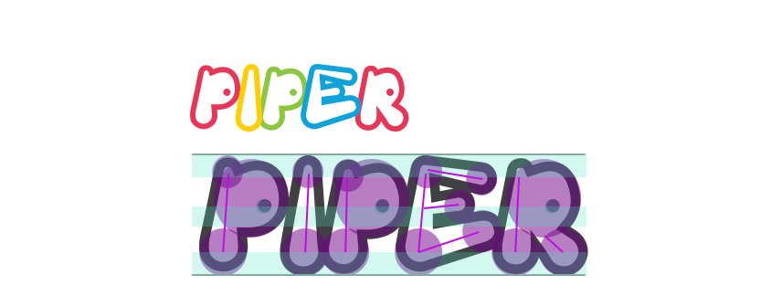 Early Piper wordmark concept, rounded balloon type
