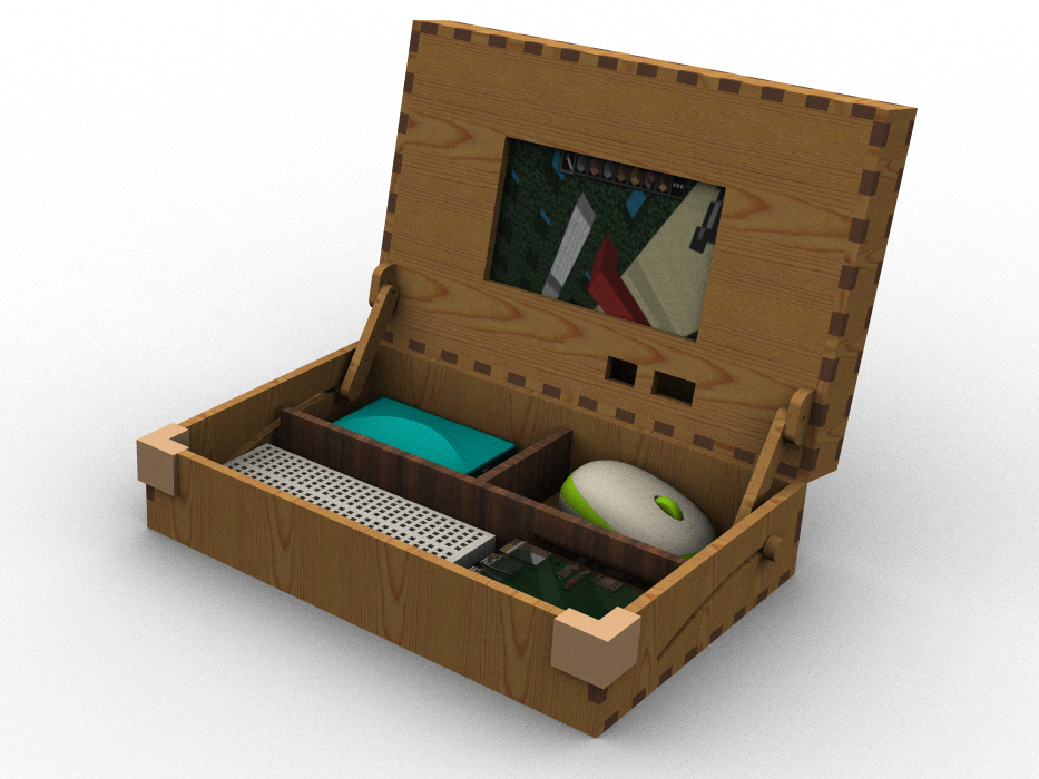 Concept 3 CAD model of the refined wooden box enclosure